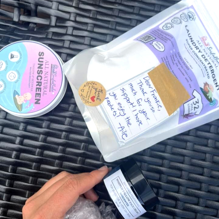 Frankie with a SurfaBabe product